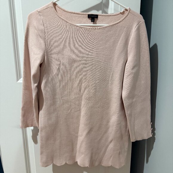 Talbots pink 3/4 sleeve sweater with scallop details, medium - Picture 1 of 5
